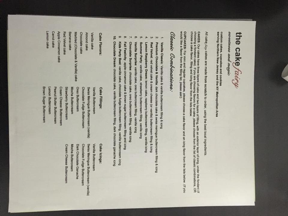 Rum Cake Fairy Cakes, LLC Menu