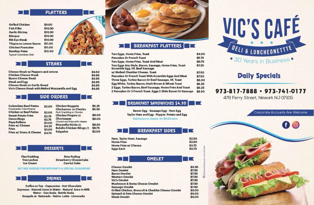 Vic's Cafe Menu