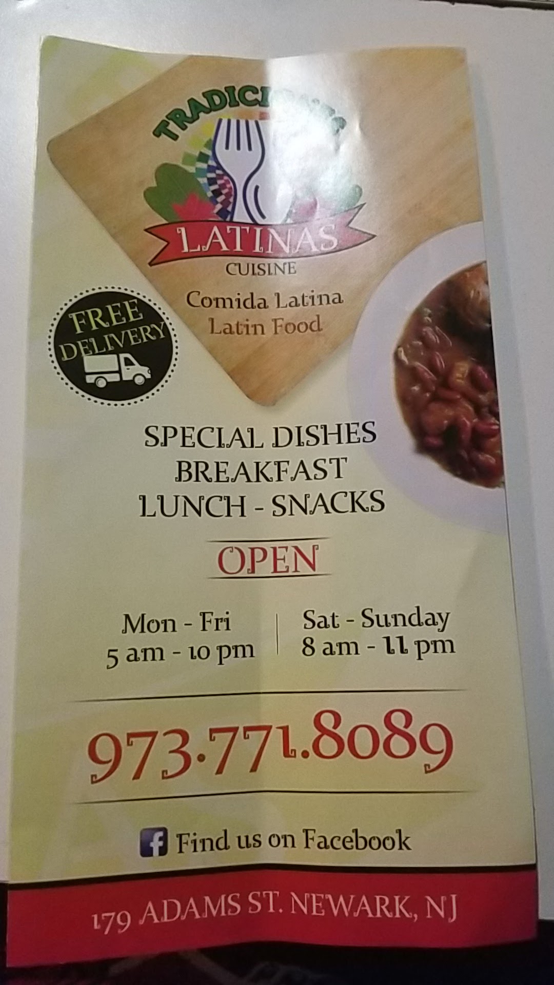 Tradiciones Latinas Cuisine Menu
