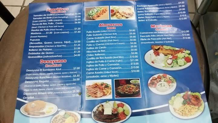 el sombrero azul restaurant Menu