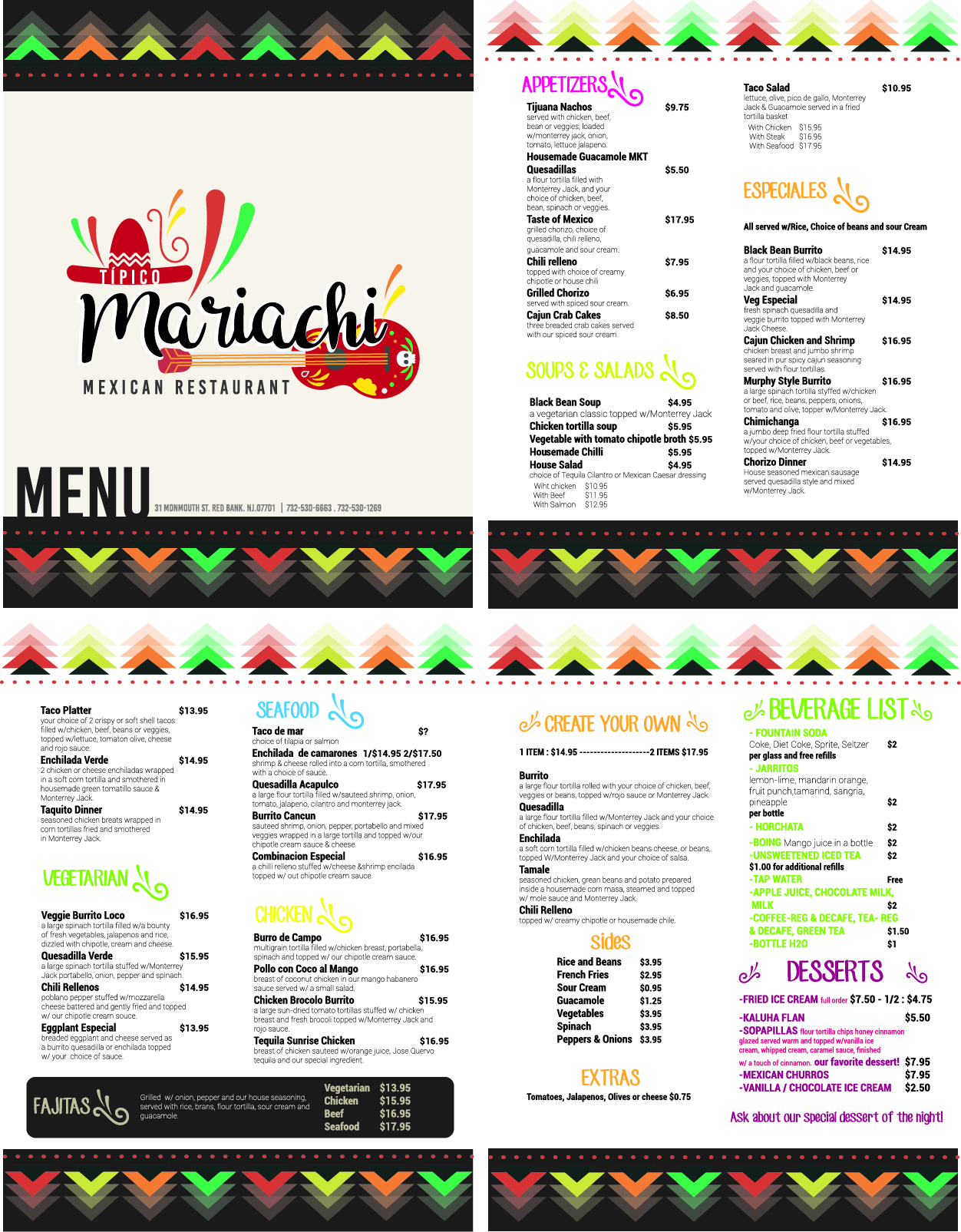 Mariachi Tipico Restaurant Red Bank Menu