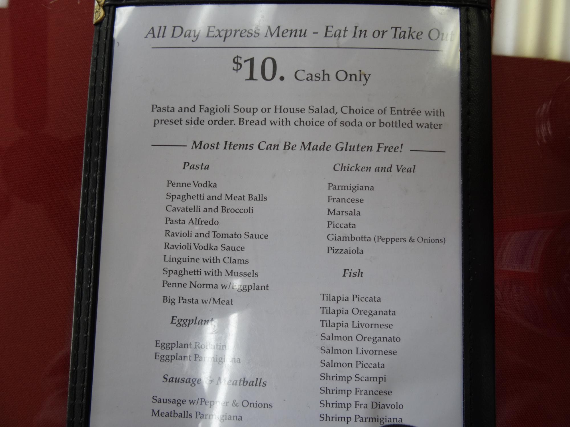 Vintage Italian Restaurant & Catering Menu