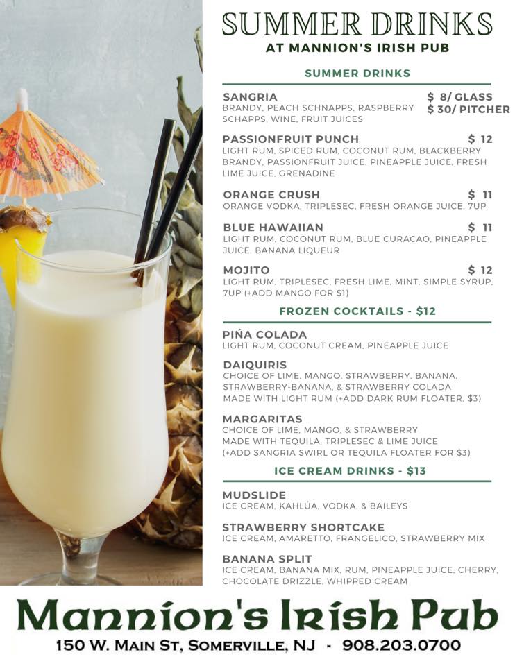 Mannion's Pub & Restaurant Menu