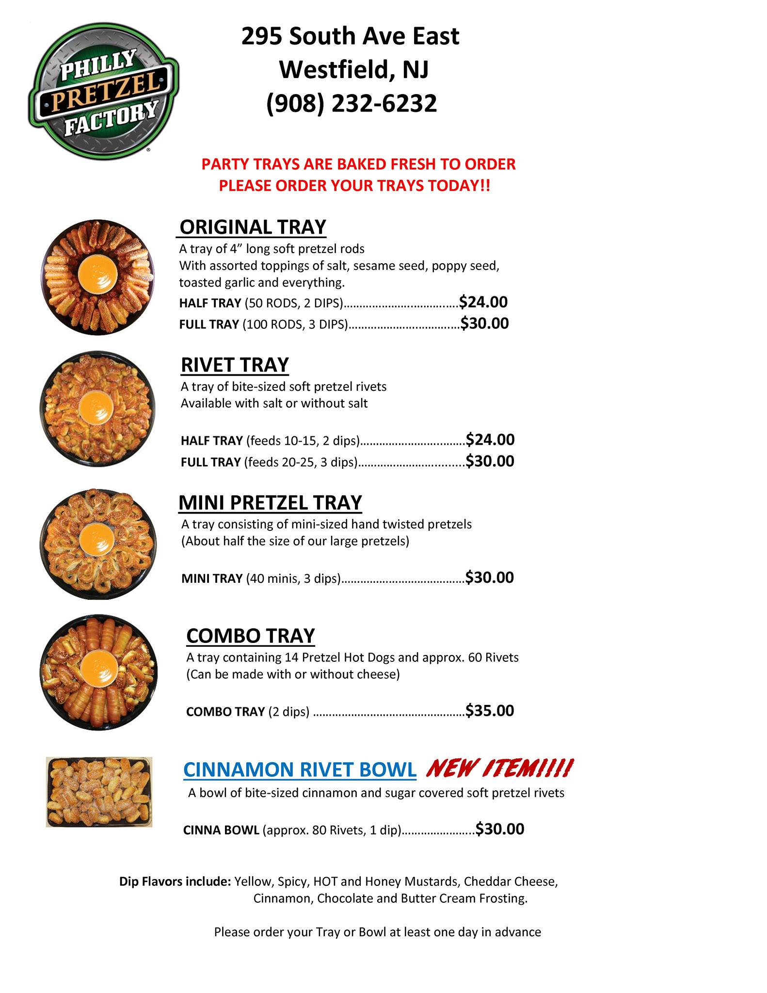 Philly Pretzel Factory Menu