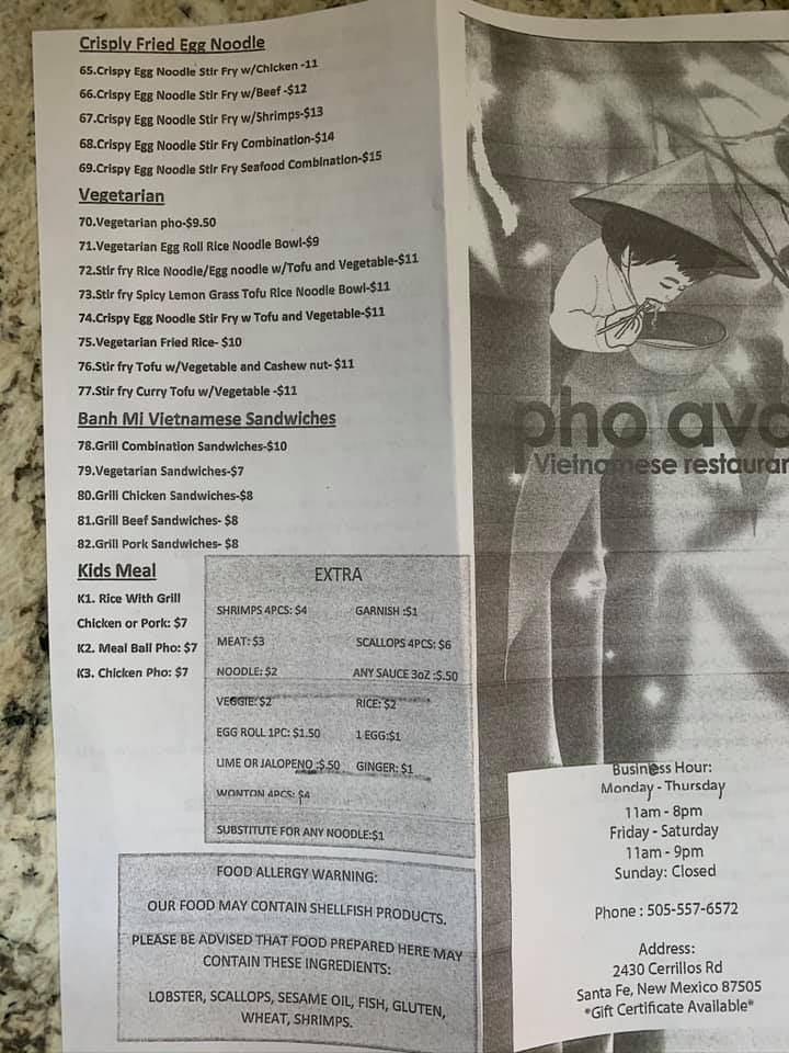 Pho Ava Vietnamese Restaurant 2430 Cerrillos Rd, Santa Fe