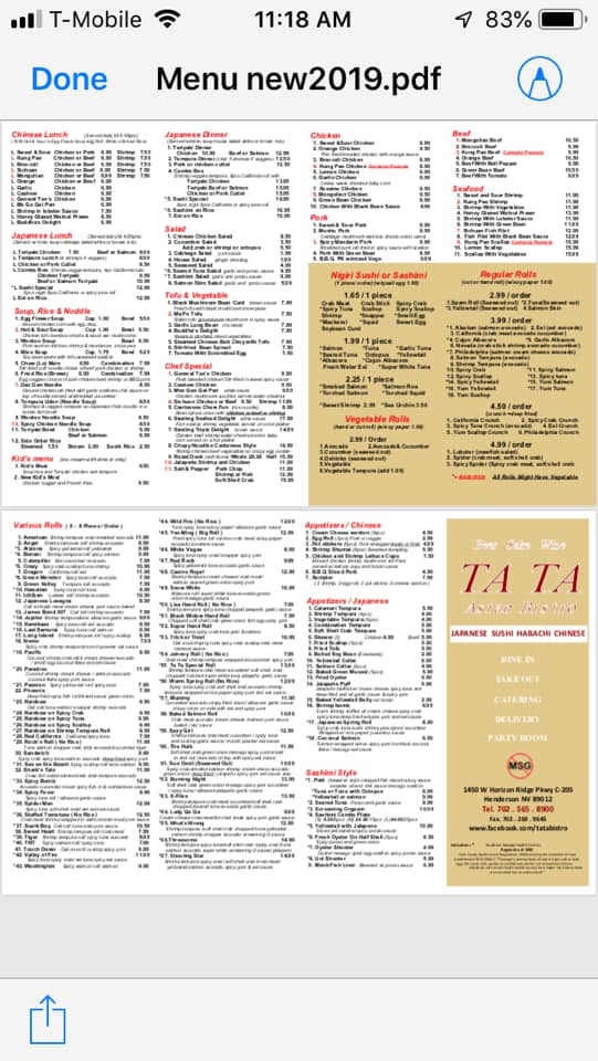 Ta Ta Asian Bistro 1450 W Horizon Ridge Pkwy, Henderson