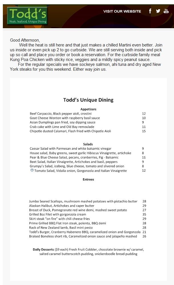 Todd's Unique Dining 4350 East Sunset Road#102, Henderson