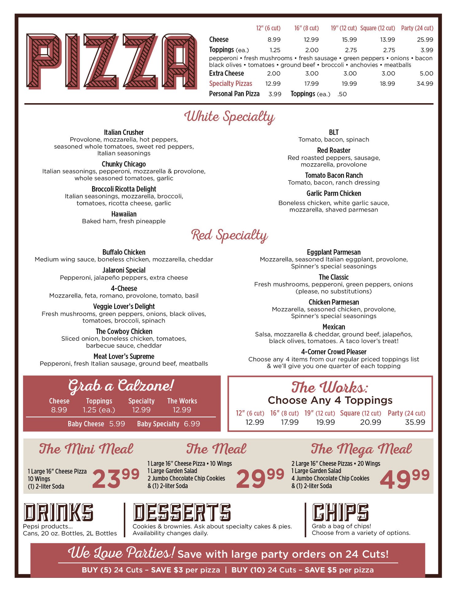 Spinners Pizza & Subs 22 Picotte Dr, Albany