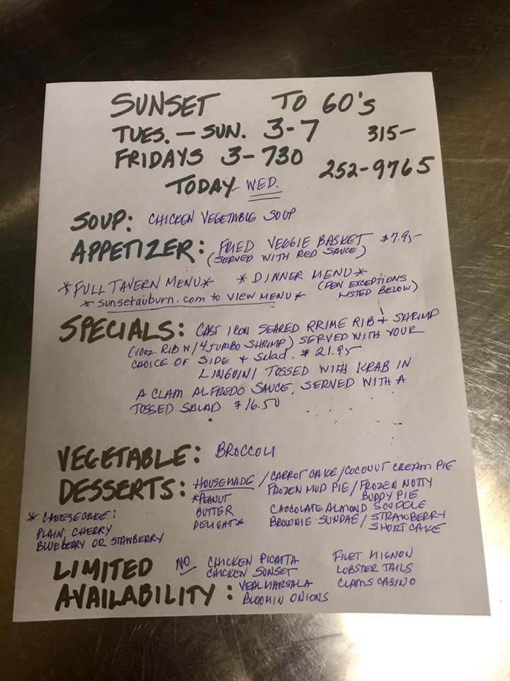 Sunset Restaurant 93 N Division St, Auburn