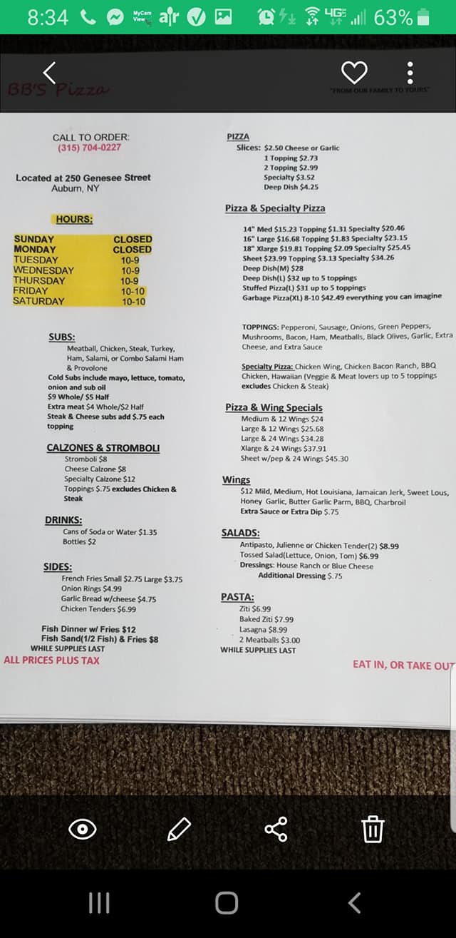 BB's Pizza 2000 Clark Street Rd, Auburn