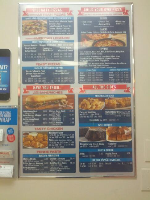 Domino's Pizza Menu