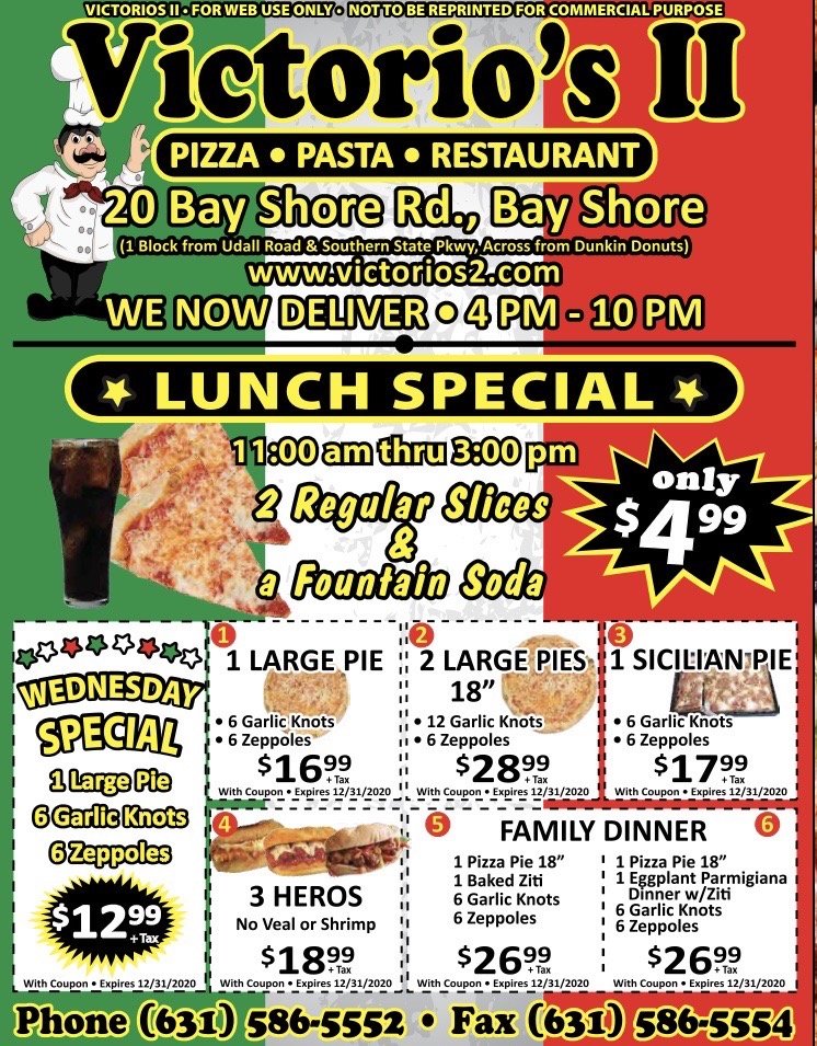 Victorio II Pizza 20 Bay Shore Rd, Bay Shore