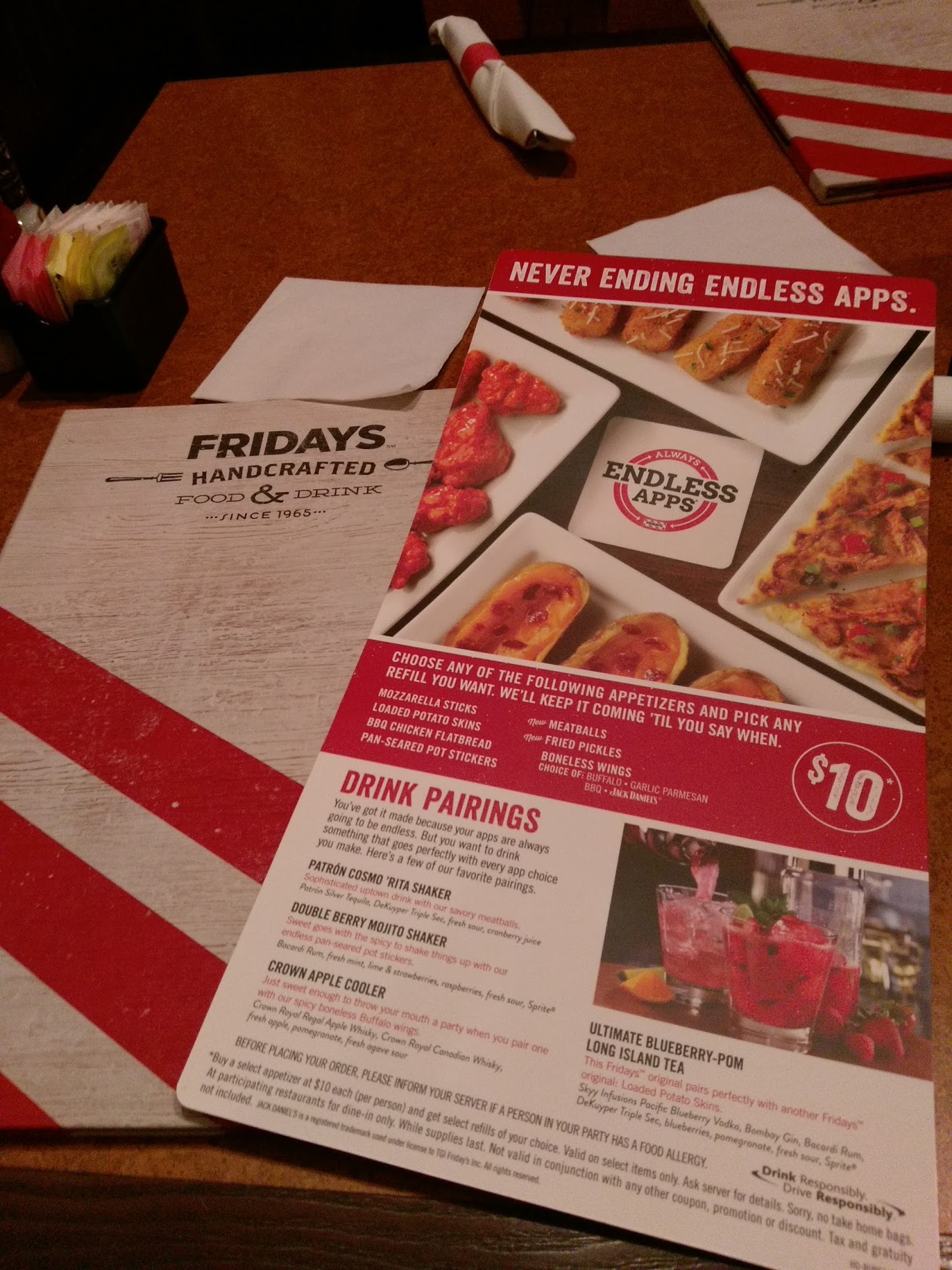 TGI Fridays Menu