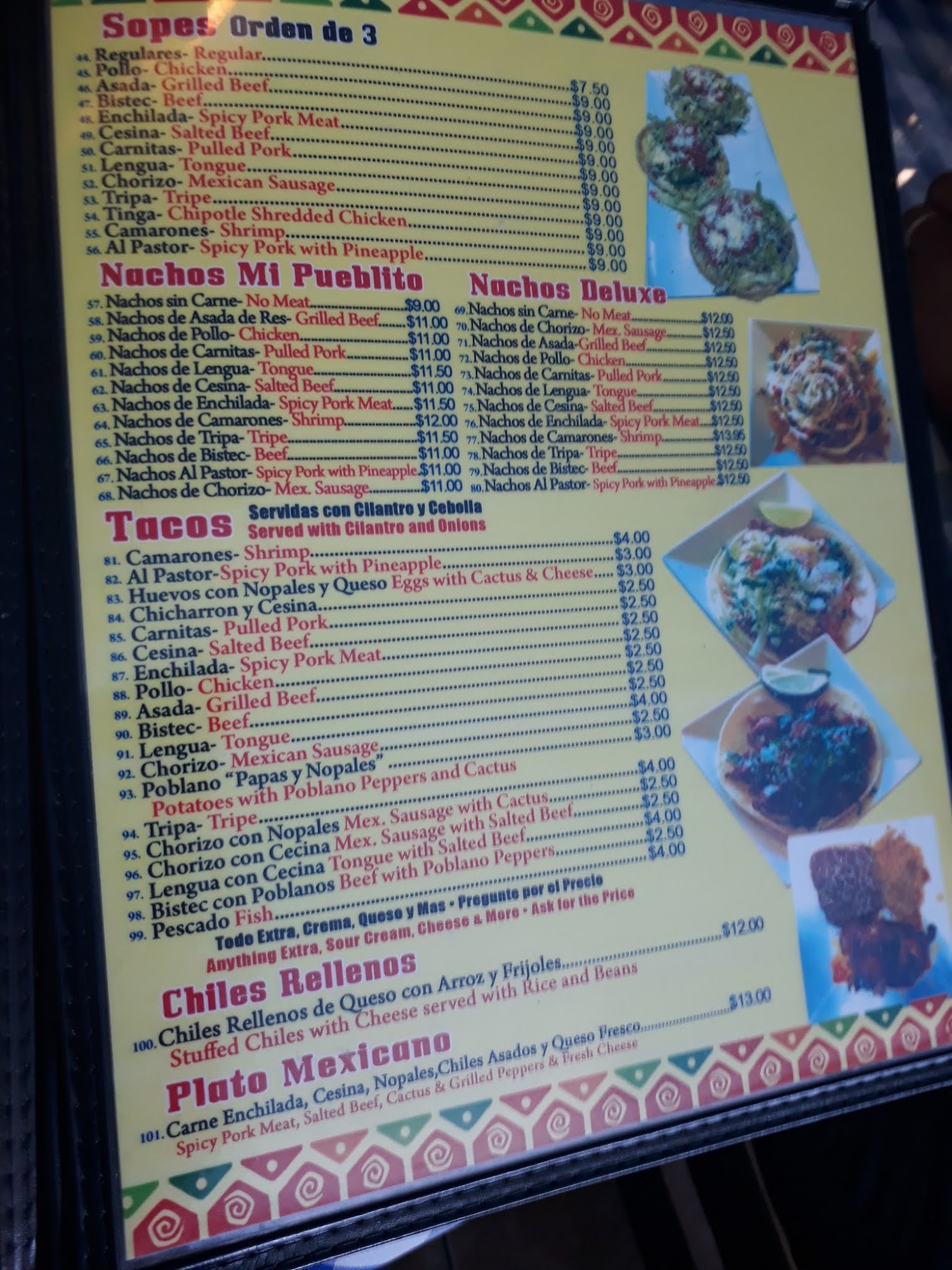 Mi Pueblito Menu