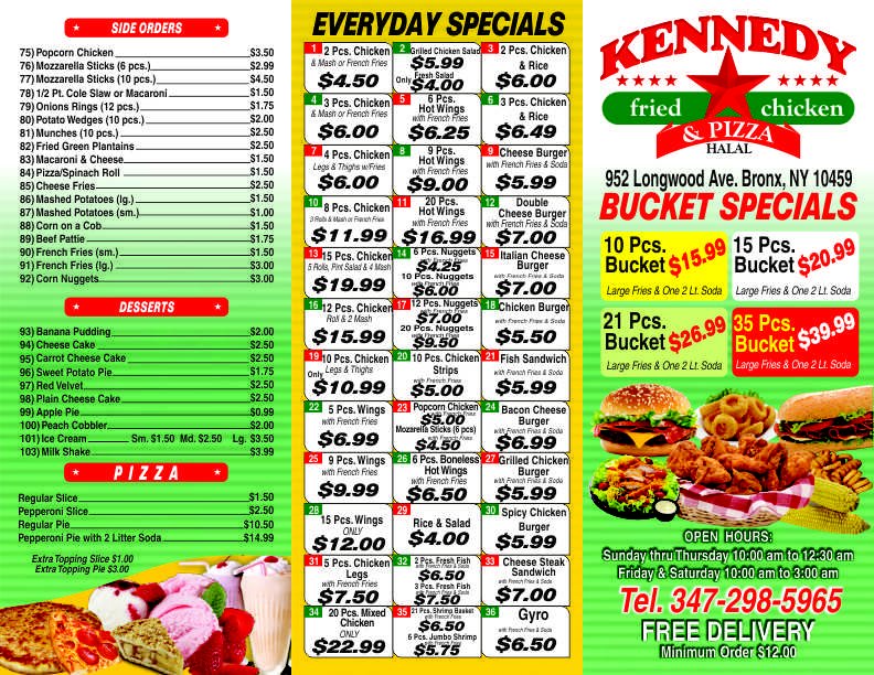 Kennedy Fried Chicken Menu