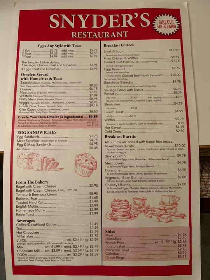Snyders Restaurant 1717 U.S. 9, Clifton Park