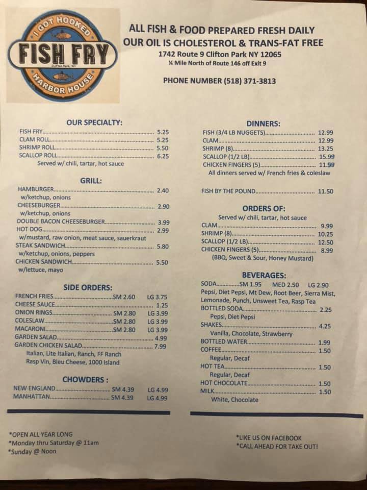Harbor House Fish Fry 1742 U.S. 9, Clifton Park
