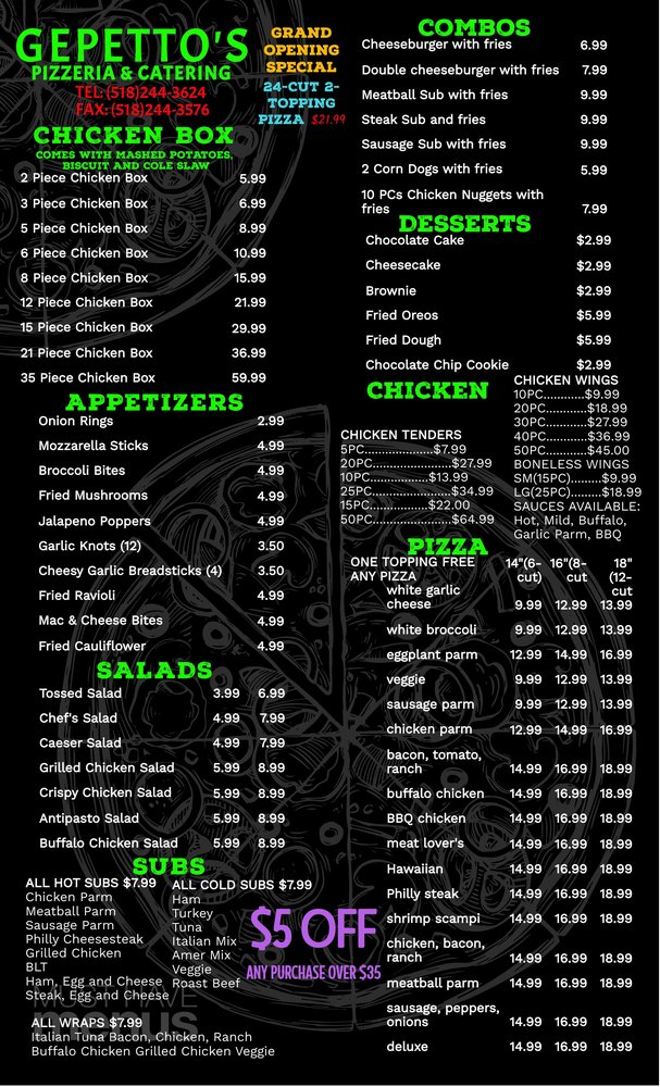 Gepetto's Pizzeria and Catering 20 White St, Cohoes
