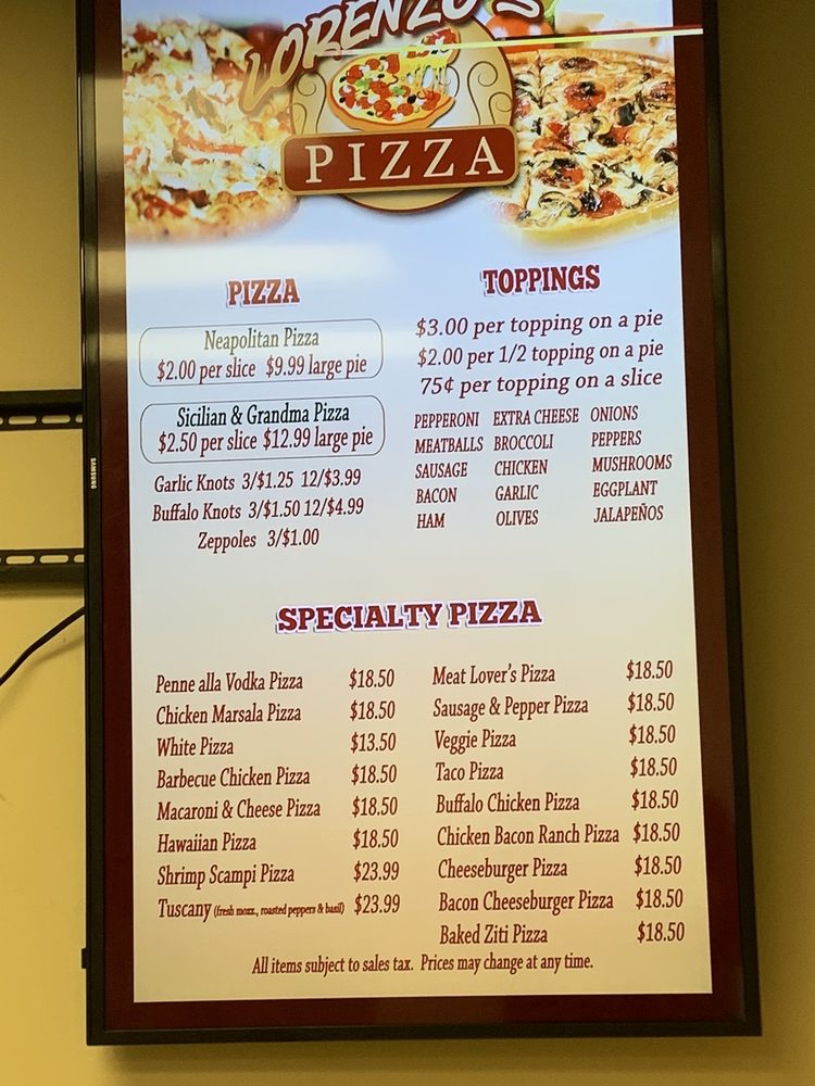 Lorenzo’s Menu