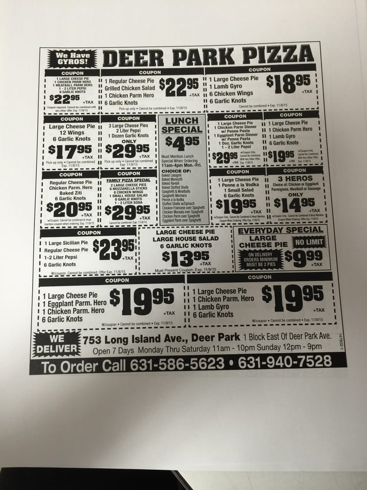 Deer Park Pizza 753 Long Island Ave, Deer Park