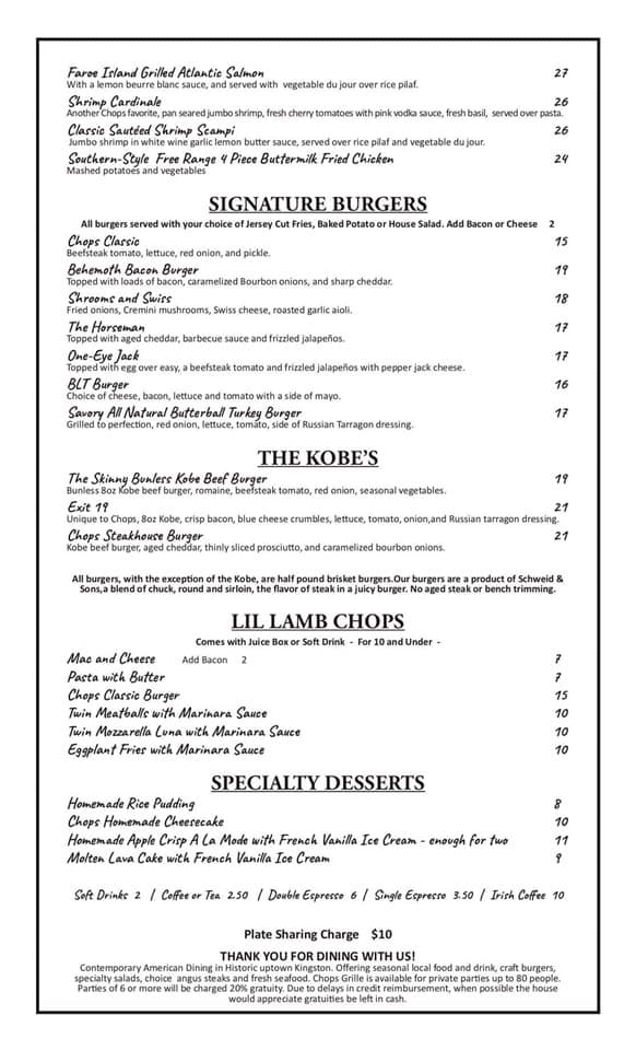Chops Grille 33 John St, Kingston