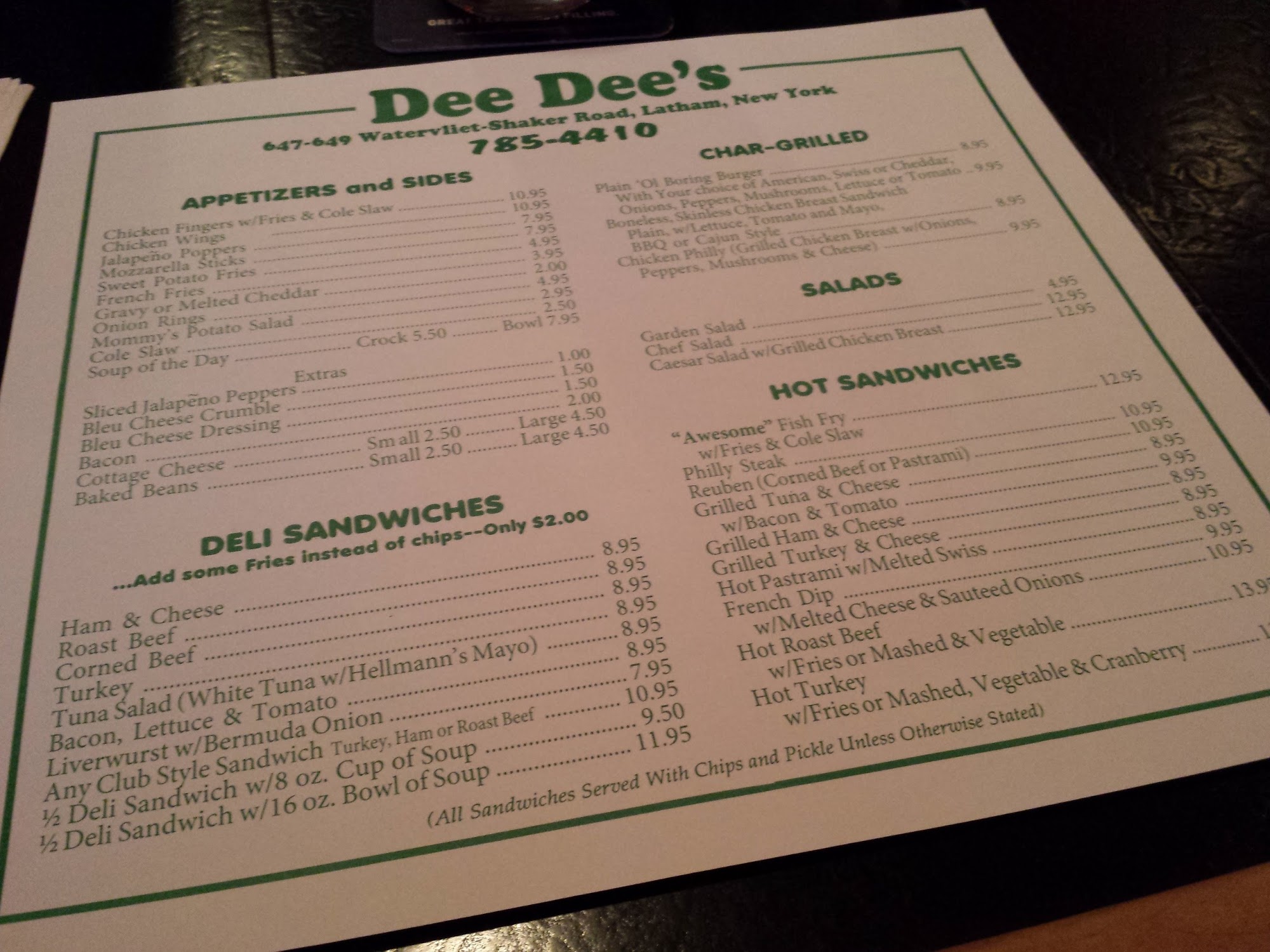 Dee Dee's Tavern Menu