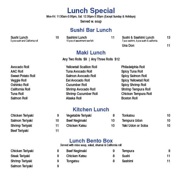 Tai Show fusion Menu