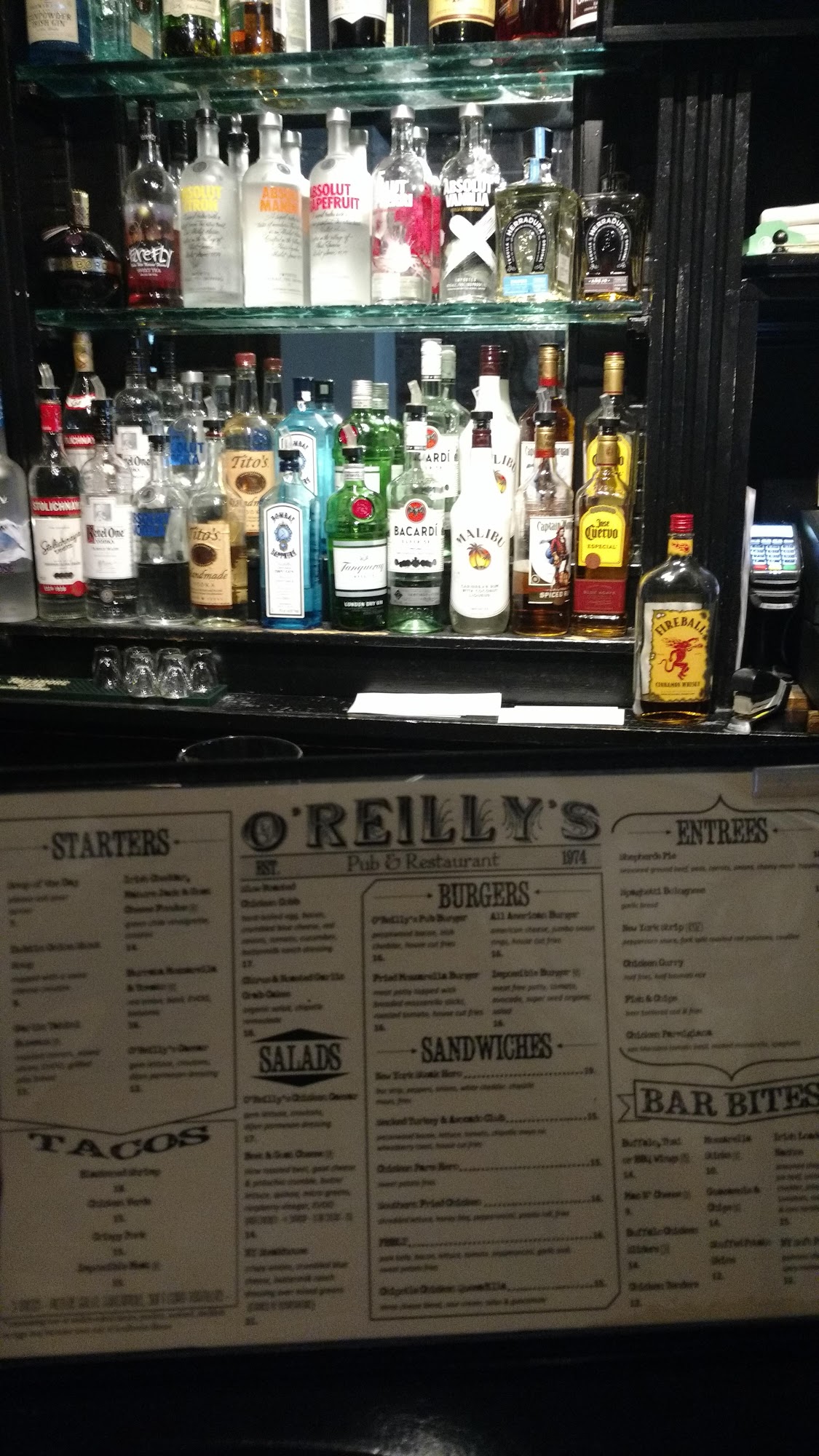 O'Reilly's Pub Menu