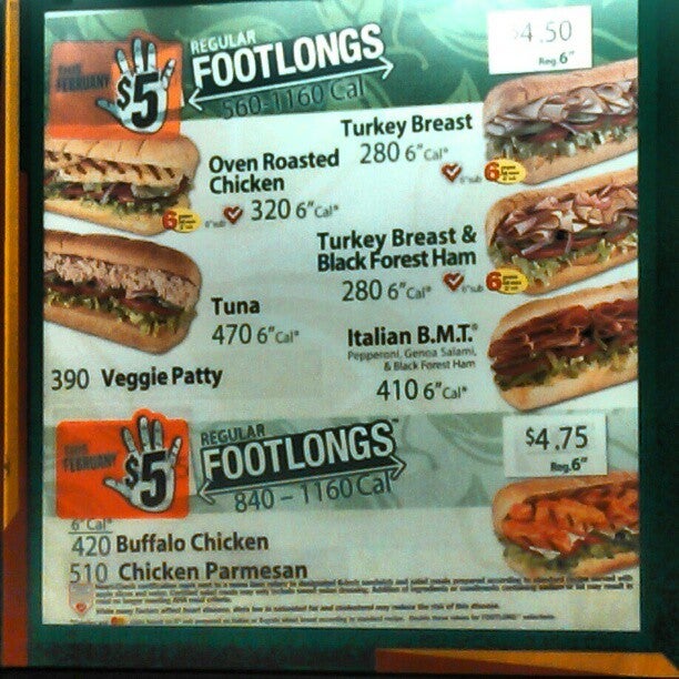Subway Menu