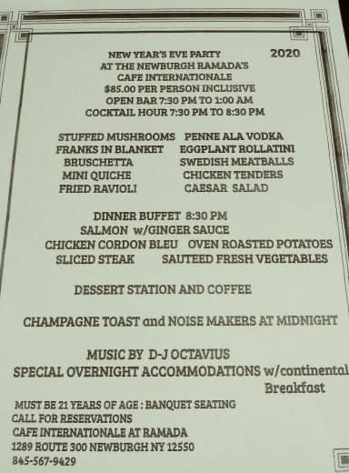 Cafe Internationale Menu