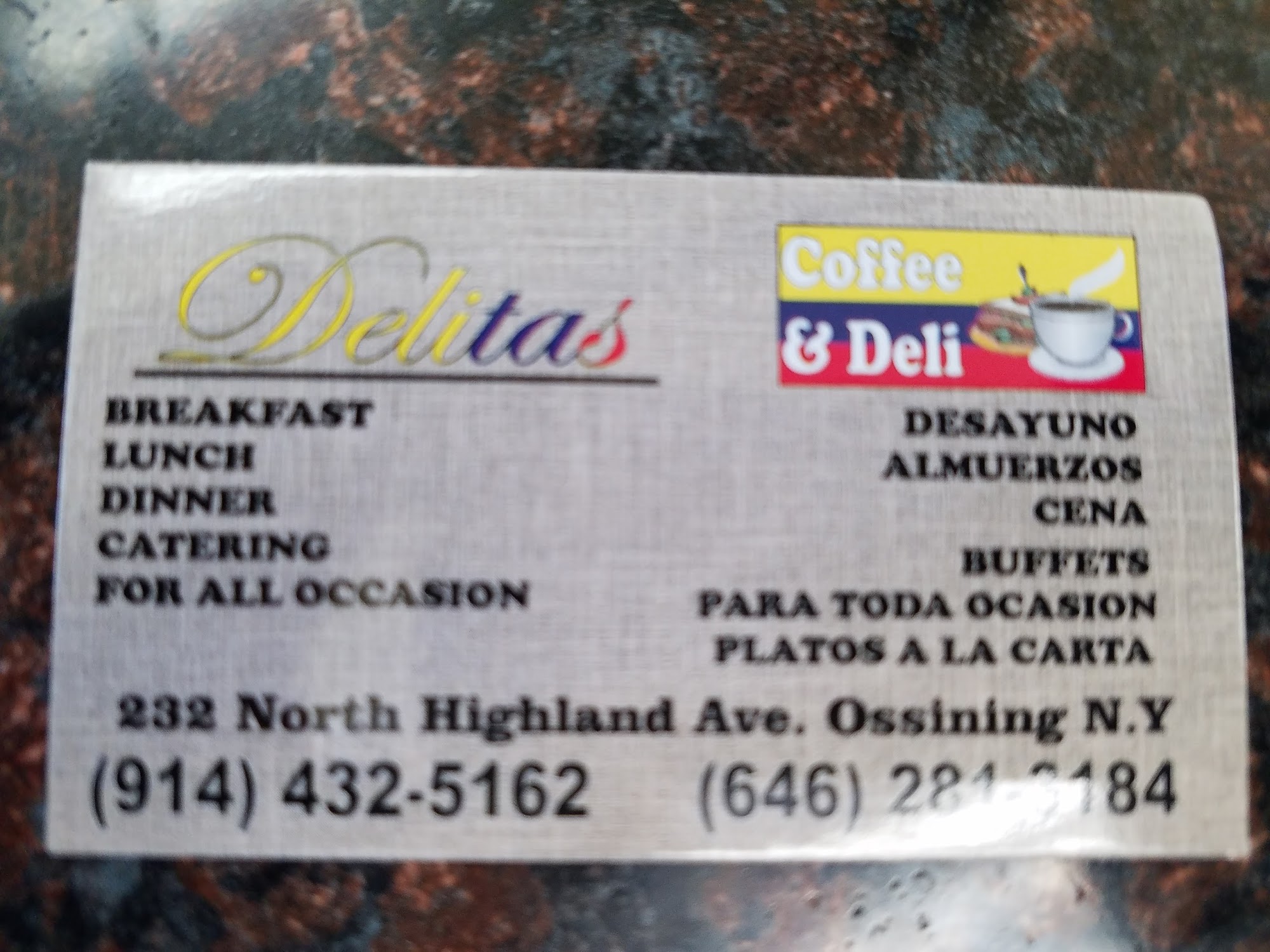 Delitas deli Menu