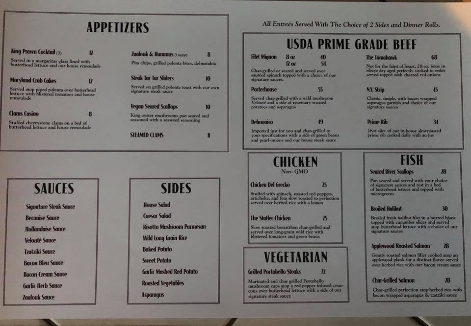 Owego Steakhouse Menu
