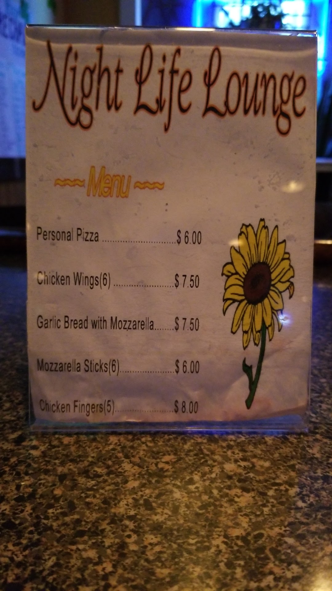 NightLife Lounge Menu