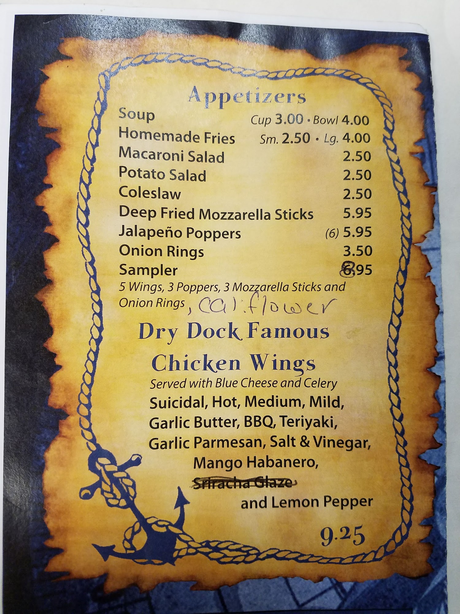 Dry Dock Lounge Menu