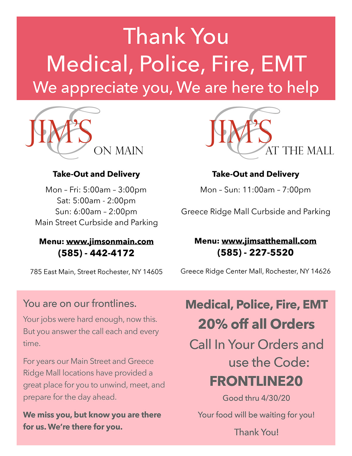 Jims at The Mall 362 Greece Ridge Center Dr, Rochester