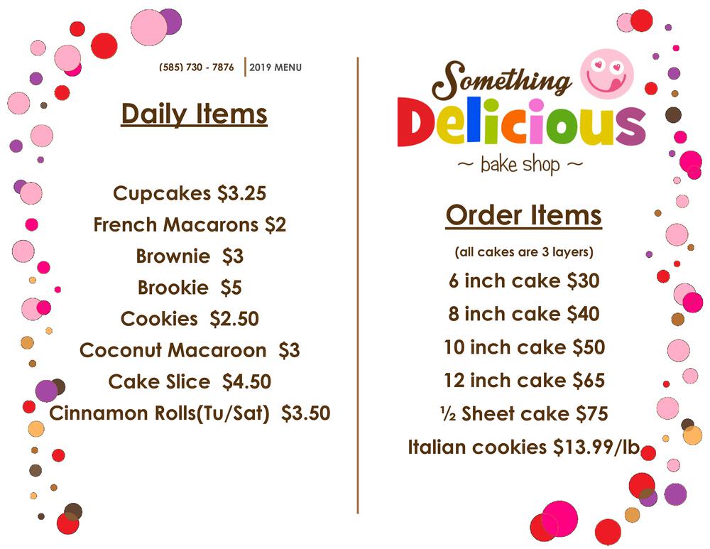 Something Delicious Bakeshop Menu