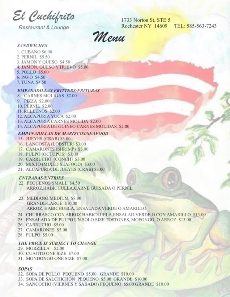 El Cuchifrito Restaurant and Lounge Menu