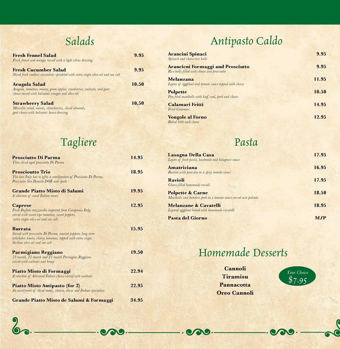 Capizzi Menu