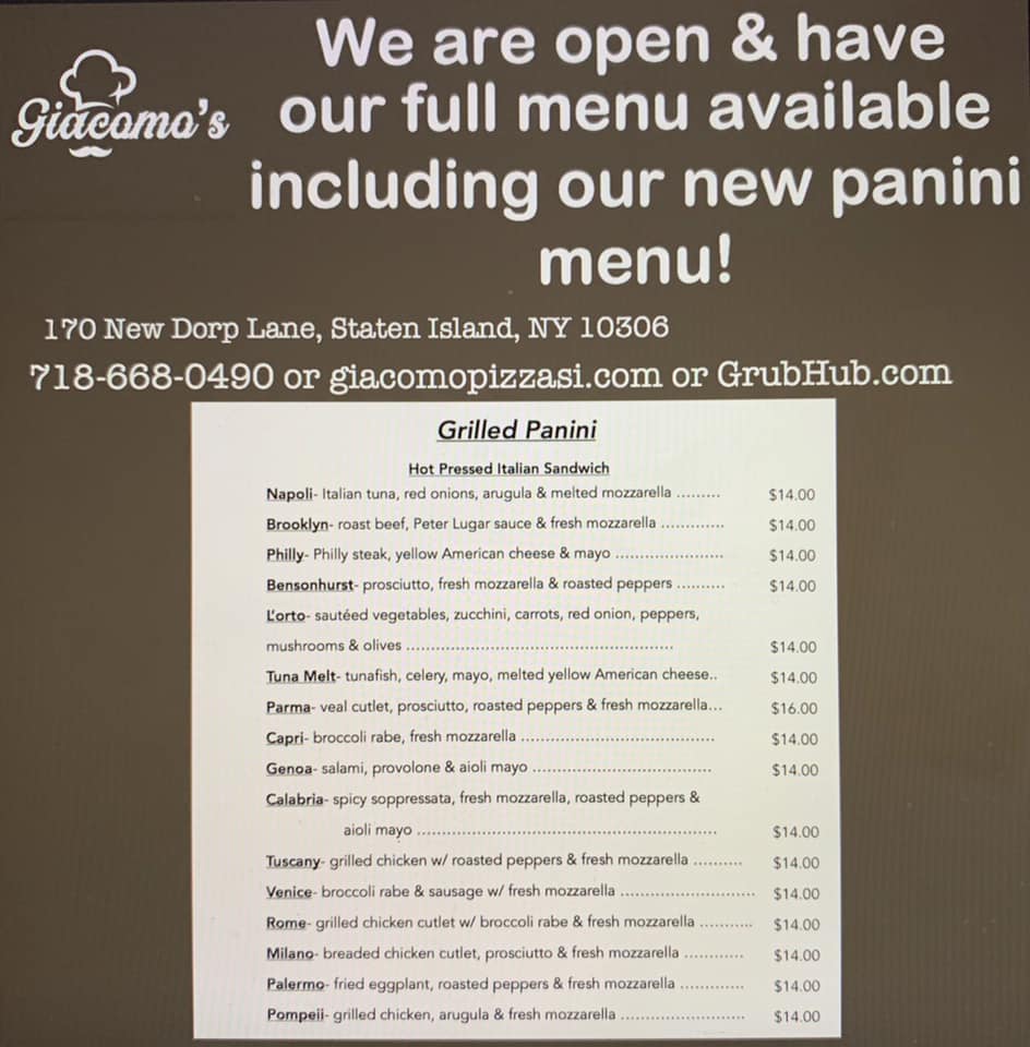 Giacomo's Pizzeria & Restaurant 170 New Dorp Ln, Staten Island