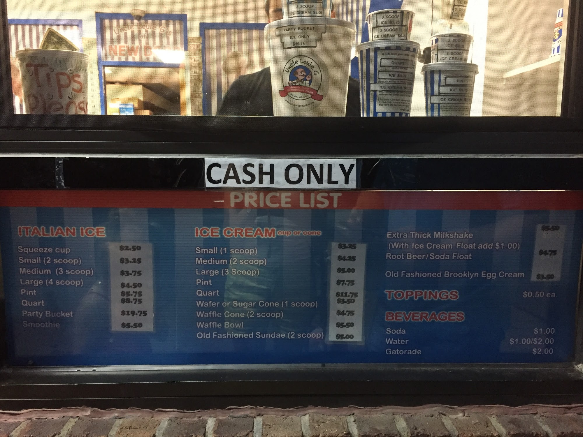 Uncle Louie G's Gourmet Italian Ice & Ice Cream New Dorp Lane Menu