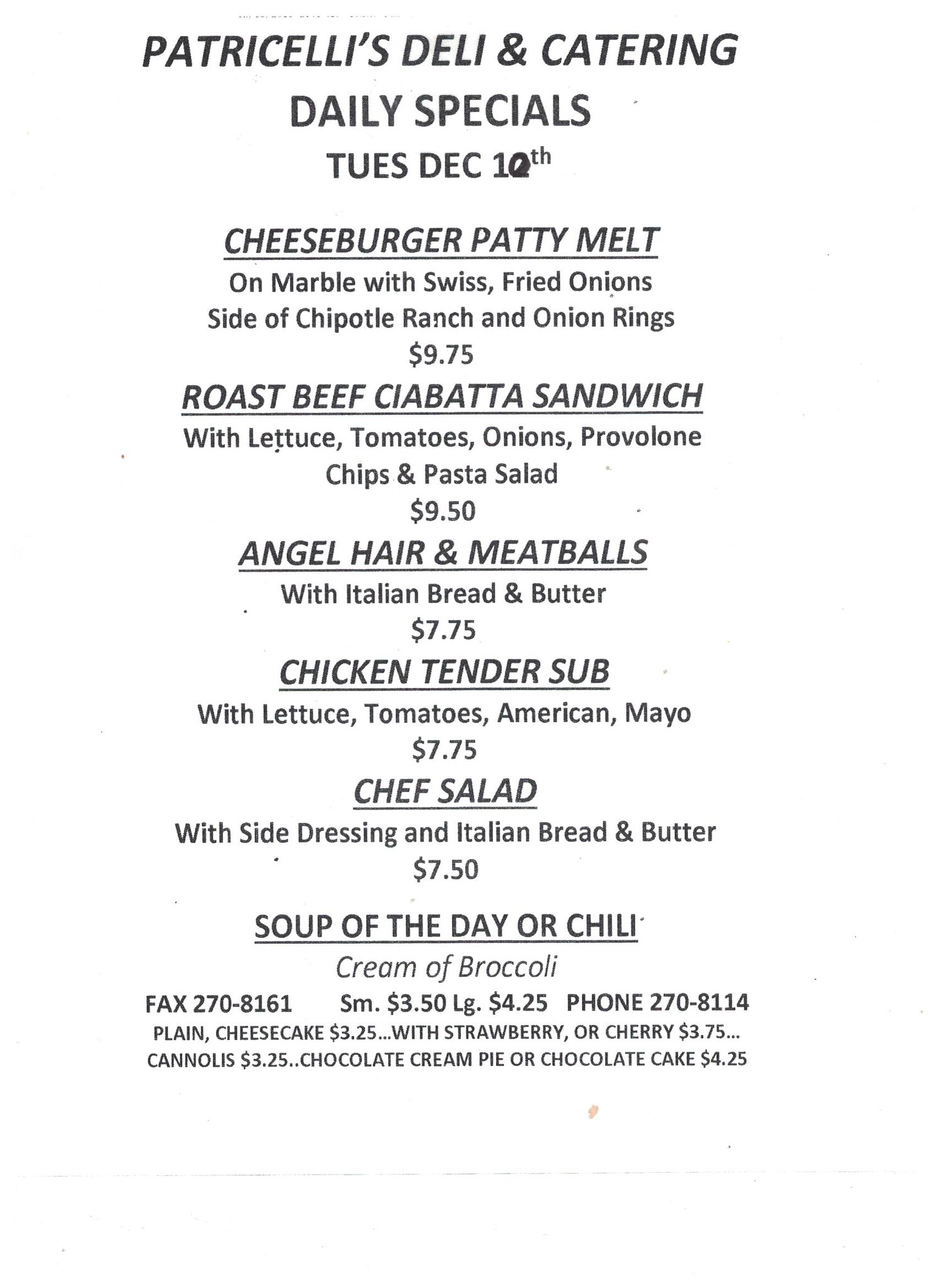 Patricelli's Deli & Catering 219 2nd St, Troy