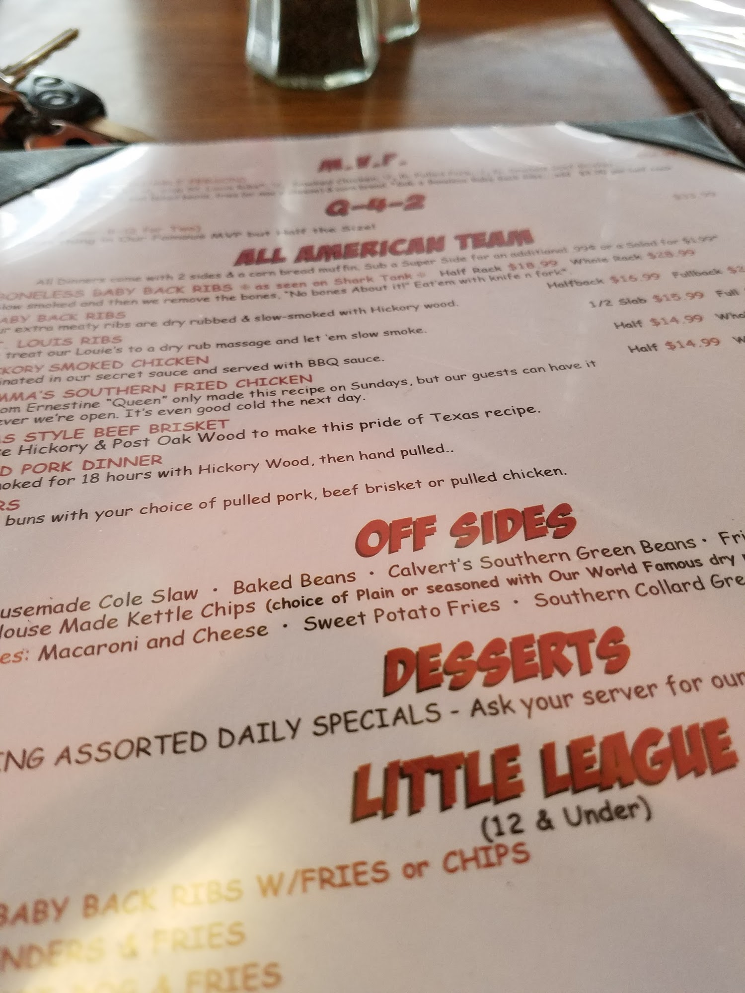 Bubba's-Q Menu