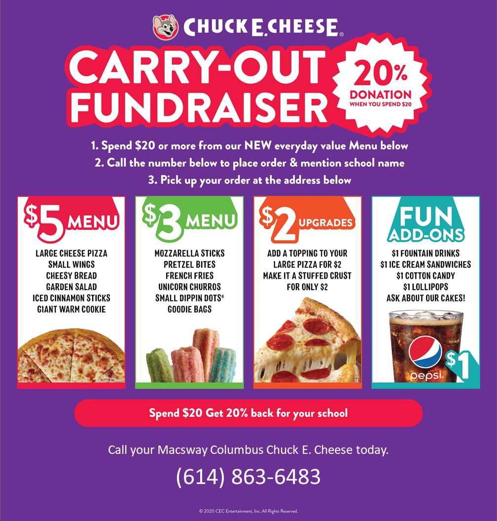 Chuck E. Cheese Menu
