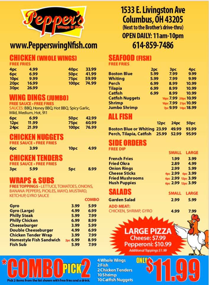 The Wing Spot Menu