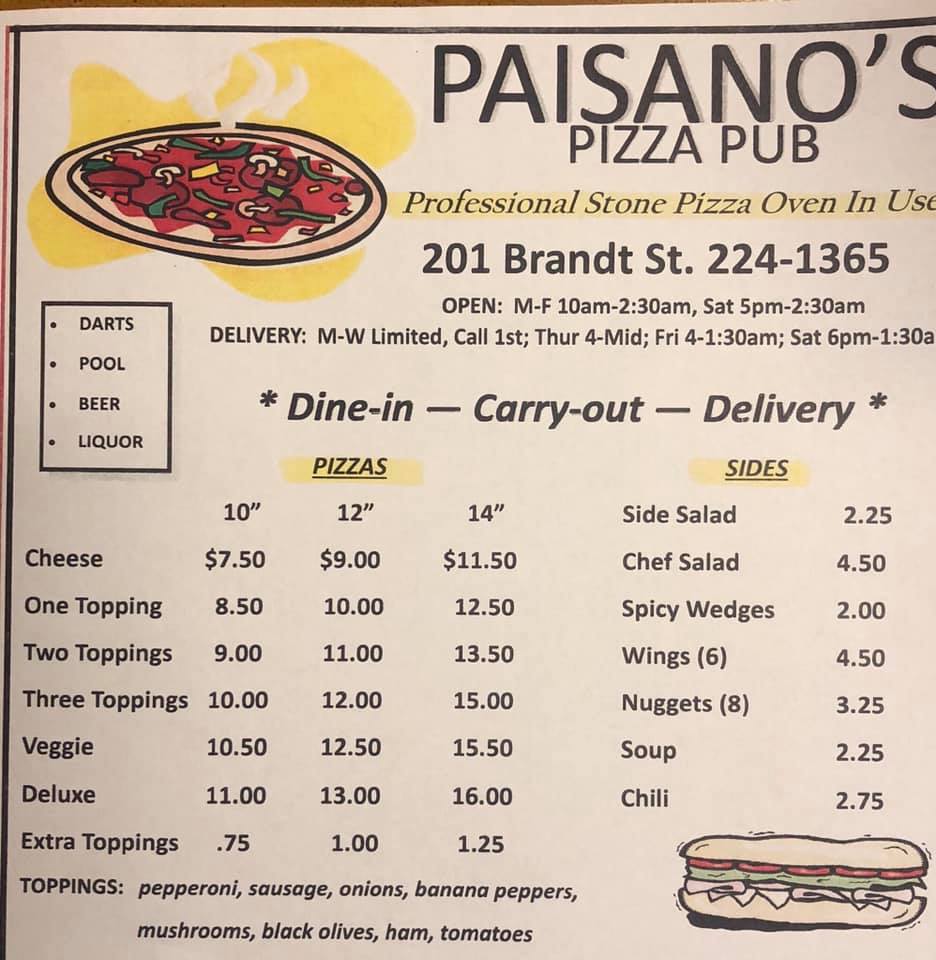 Paisano's Condi's Pizza Pub 201 Brandt St, Dayton