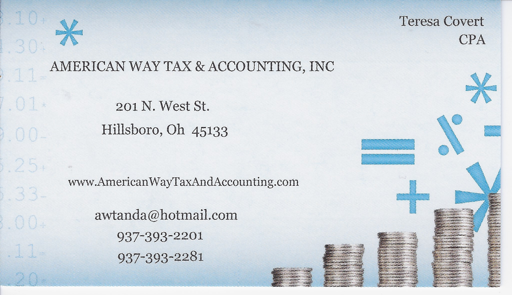 American Way Tax & Accounting 201 N West St, Hillsboro Ohio 45133