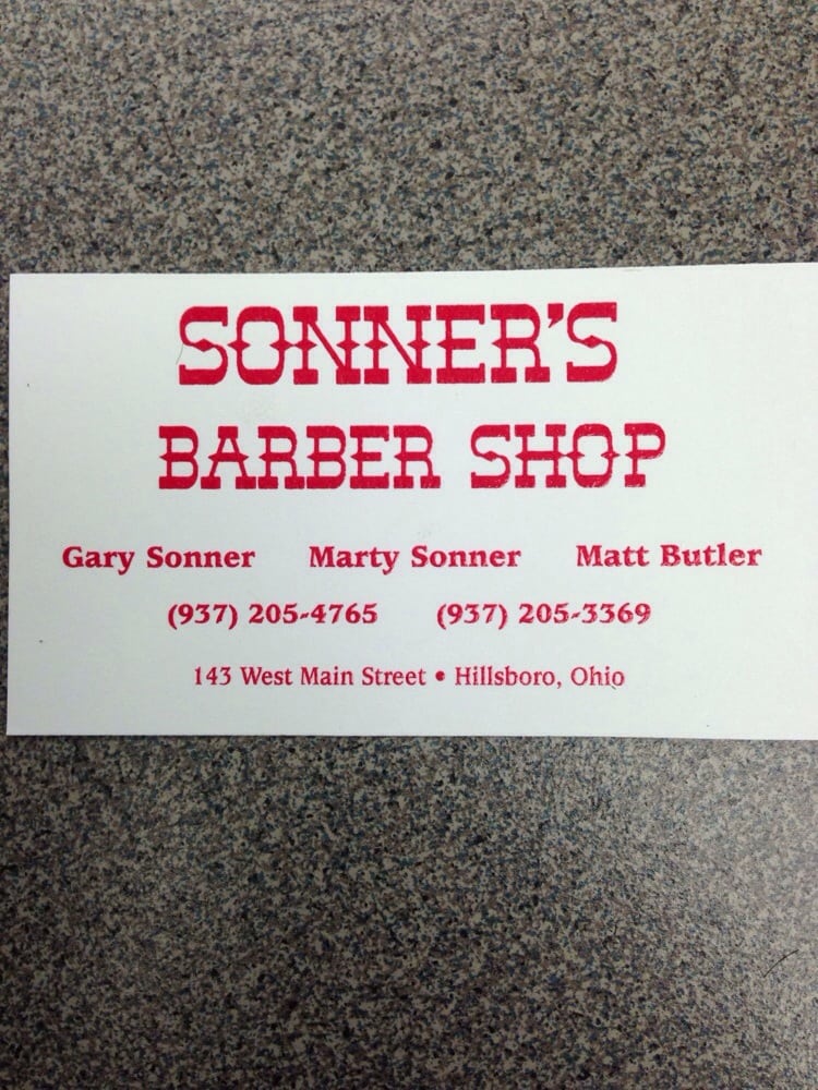 Sonner’s Barborshop 143 W Main St, Hillsboro Ohio 45133