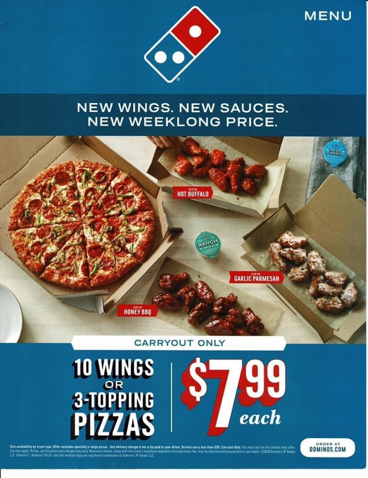 Domino's Pizza Menu