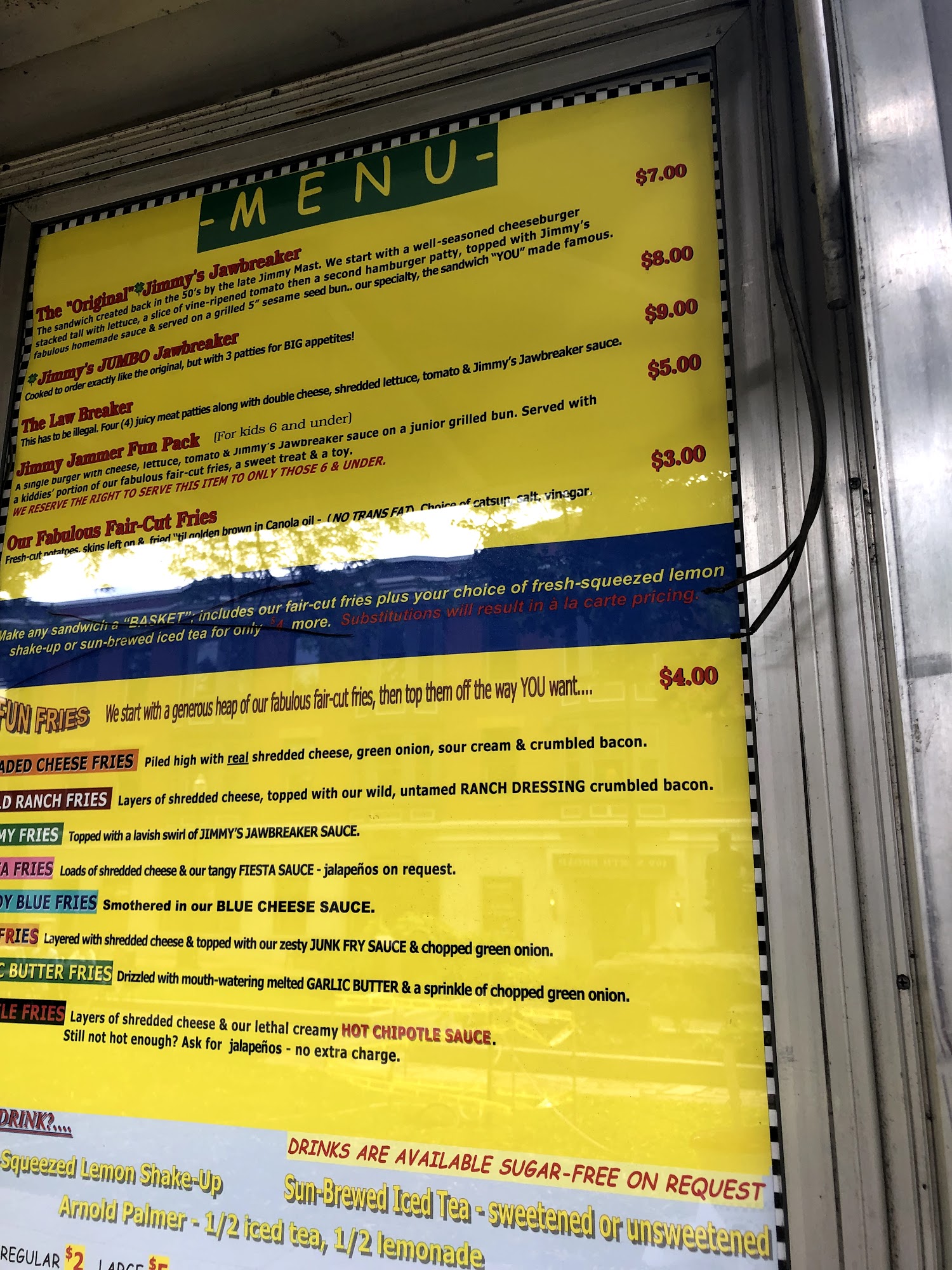 Original Jimmy's Jawbreaker Menu