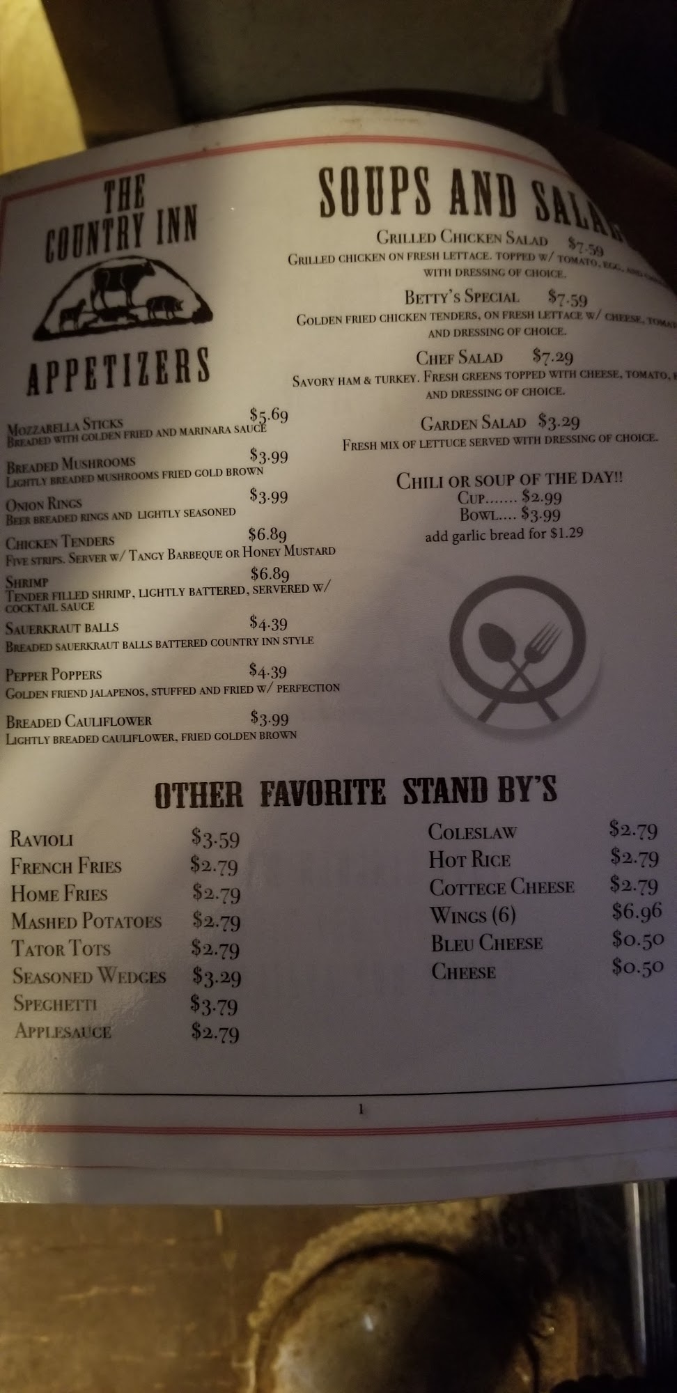 Country Motel Menu